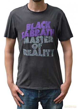 Black Sabbath: Black Sabbath Master Of Reality Amplified Large Vintage Charcoal T Shirt