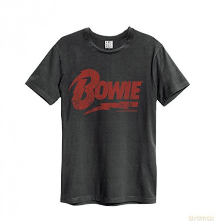 David Bowie: David Bowie - Logo Amplified Medium Vintage Charcoal T Shirt