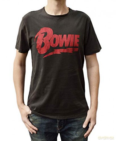 David Bowie: David Bowie - Logo Amplified X Large Vintage Charcoal T Shirt