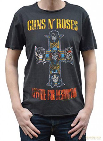 Guns N Roses: Guns N Roses Appetite For Destruction Amplified Medium Vintage Charcoal T Shirt