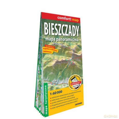 Bieszczady Mapa panoramiczna; laminowana mapa turystyczna 1:60 000