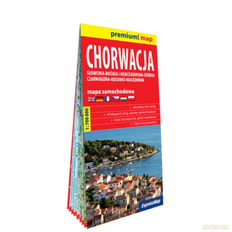 Chorwacja Słowenia, Bośnia i Hercegowina Serbia Czarnogóra Kosowo Macedonia mapa samochodowa 1:650 000