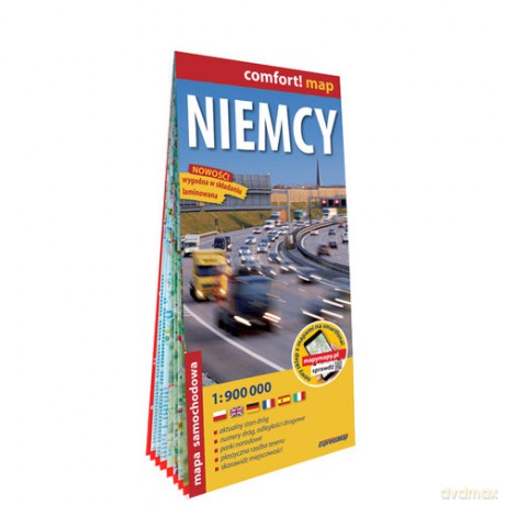 Niemcy laminowana mapa samochodowa 1:900 000
