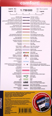 Polska laminowana mapa samochodowa 1:750 000