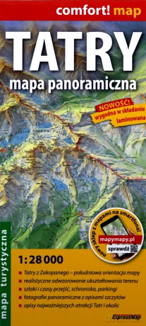 Tatry. Mapa panoramiczna; laminowana mapa turystyczna; 1:28 000