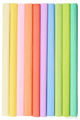 BIBUŁA MARSZCZONA TOP 2000 CREATINIO 50X200 MIX PASTELOWY: kremowy, żołty, róż, brzoskwinia, łosoś, lilia, błękit, pistacja, limonka, mięta KOMPLET 10 SZTUK