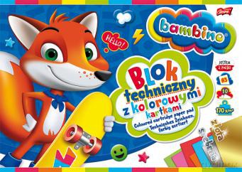 Blok techniczny A3 10k z kolorowymi kartkami (złota i srebrna kartka) BAMBINO pakiet 10 sztuk