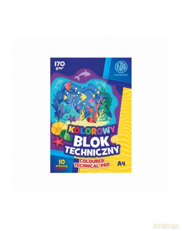 Blok techniczny A410K 170g kolorowy ASTRAPAP PAKIET 10 sztuk