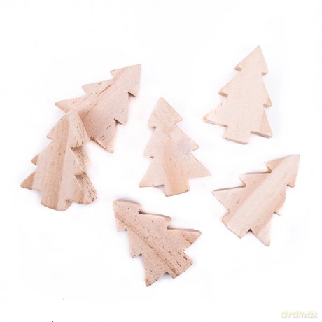 Choinki drewniane 4x5, 4x1,5cm 6 szt.