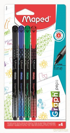 Cienkopis Maped Graph Peps Deco Basic 4 kolory blister
