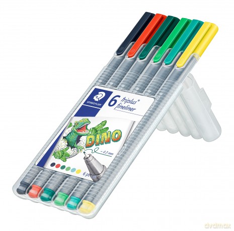 Cienkopis Staedtler triplus DINO 6 kolorów w etui