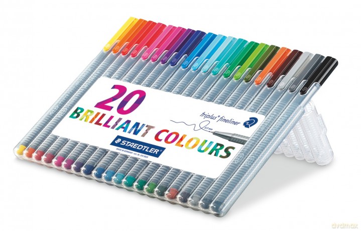 Cienkopis Staedtler triplus trójkątny grubość 0.3 mm, 20 kolorów w etui