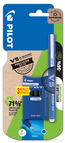 Cienkopis V5 Pilot niebieski + wkłady