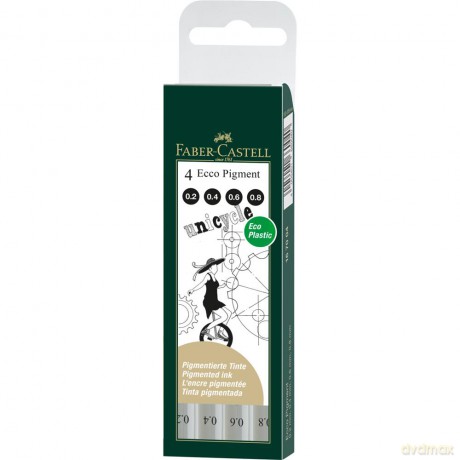 Cienkopisy Faber-Castell Ecco Pigment etui 4 sztuki (0,2;0, 4;0, 6;0,8Mm) czarne