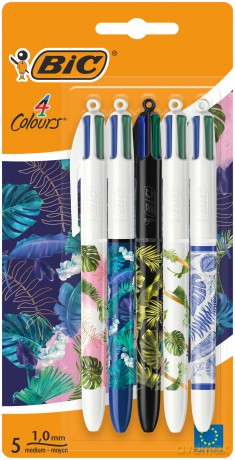 Długopis 4 kolorowy BIC Message Botanical AST 5 szt. blister