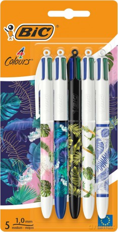 Długopis 4 kolorowy BIC Message Botanical AST 5 szt. blister