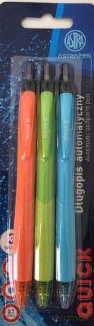 Długopis automatyczny Quick Pen Astra 0.7 mm blister 3 sztuki