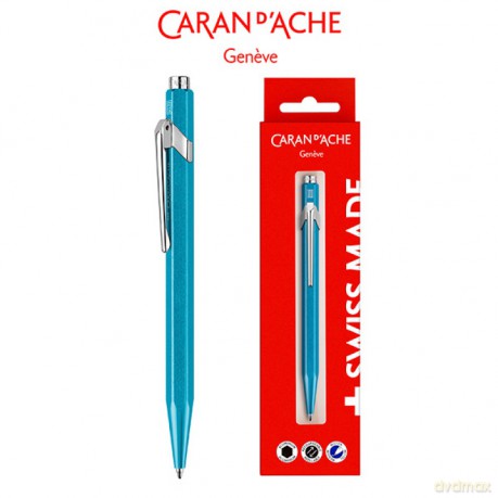 Długopis CARAN DACHE 849 Gift Box Metal-X Line Turquoise turkusowy
