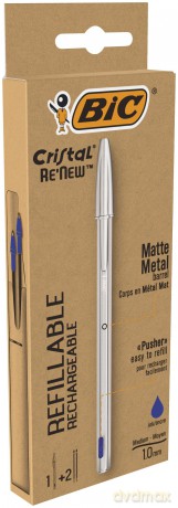 Długopis Cristal Renew Metal BIC niebieski pudełko 1+wkład 2szt
