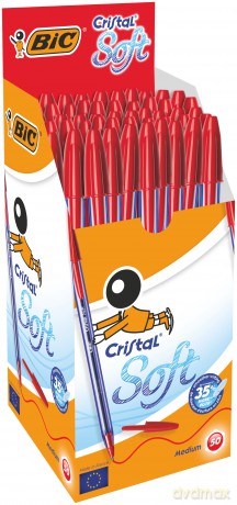 Długopis czerwony BIC Cristal Soft pudełko 50szt