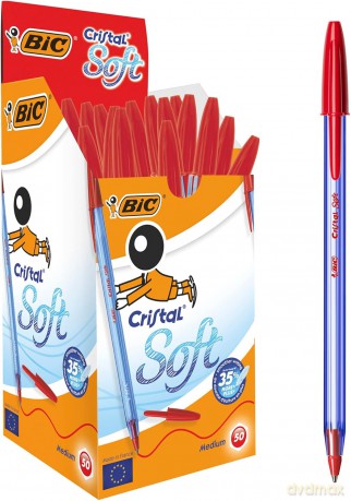 Długopis czerwony BIC Cristal Soft pudełko 50szt