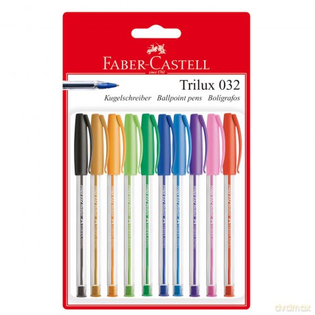 Długopis Faber-Castell Trilux 032 Colour Blister 10 sztuk