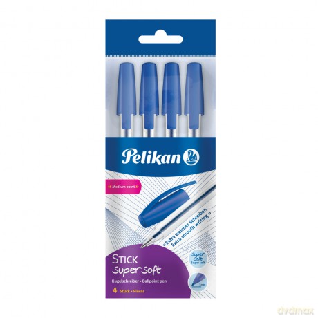 Długopis jednorzowy stick super soft niebieski 4 szt.