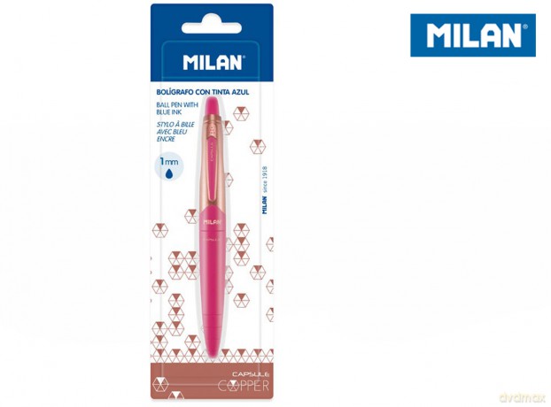 Długopis Milan capsule copper pink niebieski na blisterze