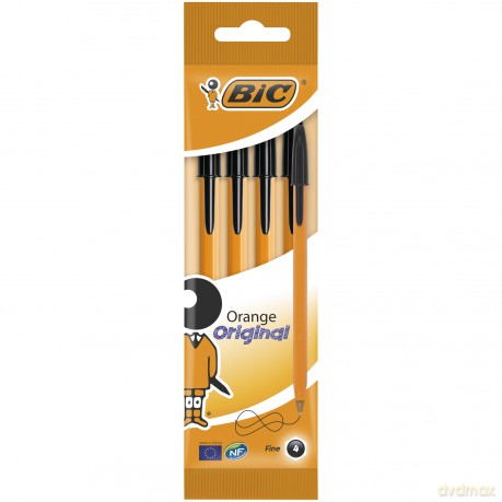 Długopis Orange Original Fine BIC czarny pouch 4szt