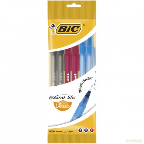 Długopis Round Stic Classic BIC mix AST pouch 6szt