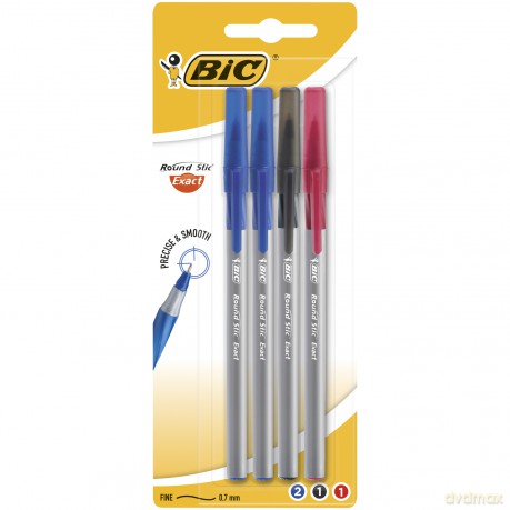 Długopis Round Stic Exact BIC mix AST blister 4szt