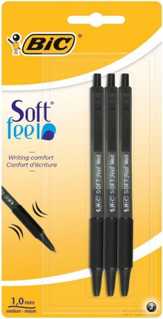 Długopis Soft Feel BIC czarny blister 3szt