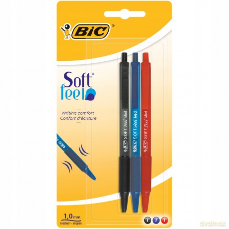 Długopis Soft Feel BIC mix AST blister 3szt