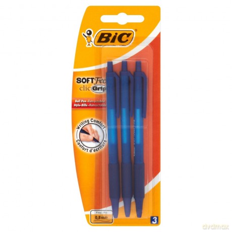 Długopis Soft Feel BIC niebieski blister 3szt