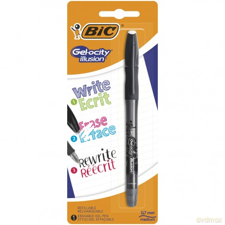 Długopis wymazywalny Gel-ocity illusion BIC czarny blister