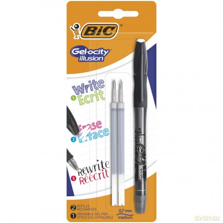 Długopis wymazywalny Gel-ocity illusion BIC czarny blister 1+2szt
