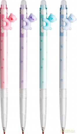 Długopis wymazywalny Pastel Bears 0.5mm niebieski 12 szt. mix Happy Color