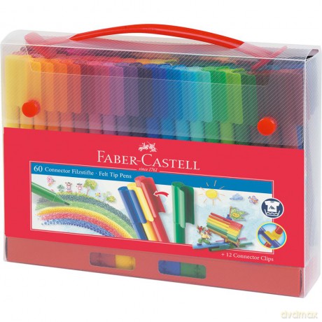 Flamastry Connector Faber-Castell 60 sztuki w walizce