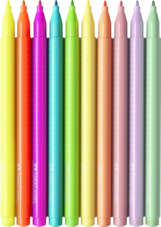 Flamastry Grip Faber-Castell 5 kolorów neonowych + 5 kolorów pastelowych w etui