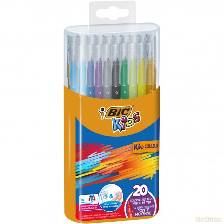 Flamastry Kids Kid Couleur Rainbow BIC pudełko plastikowe 20 kolory