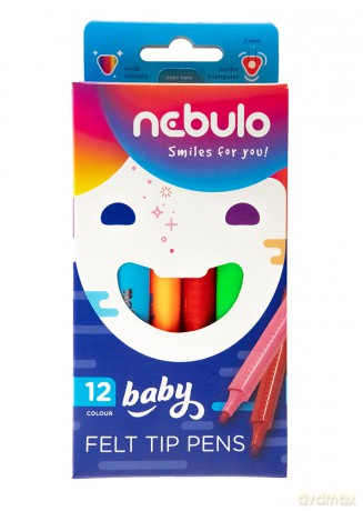 Flamastry trójkątne Jumbo Nebulo zestaw 12 kolorów