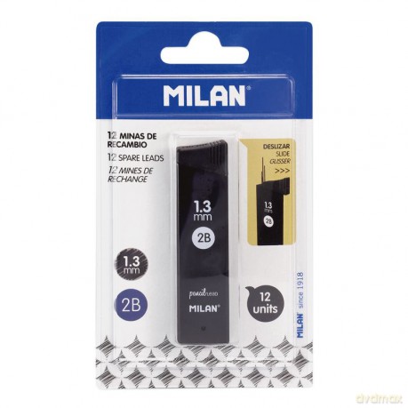 Grafity 2B 1,3 mm do ołówków automatycznych Milan 12 szt. blister