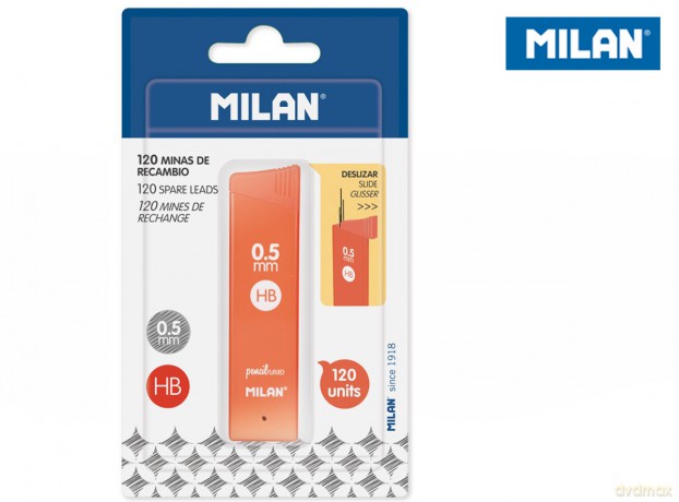 Grafity MILAN HB 0,5 mm do ołówków automatycznych 120 szt. w pudełku