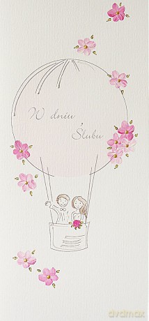 Karnet Ślub Różowy balon MAK DL S15