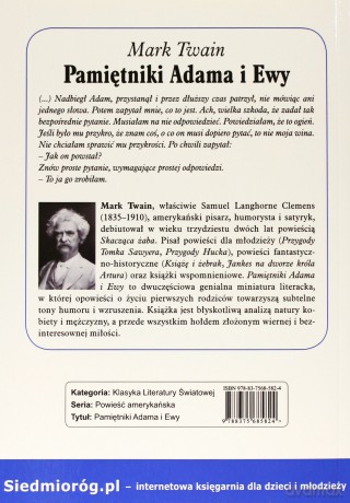 Pamiętniki Adama I Ewy - Mark Twain  [KSIĄŻKA]