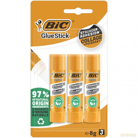 Klej Ecolutions Glue Stick BIC 8g blister 3 sztuki