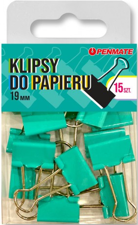 Klipsy do papieru Penmate Turkusowy 19 mm TT8323