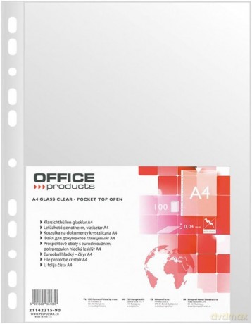 Koszulka A4 na dokumenty Office Products PP krystal 100 sztuk