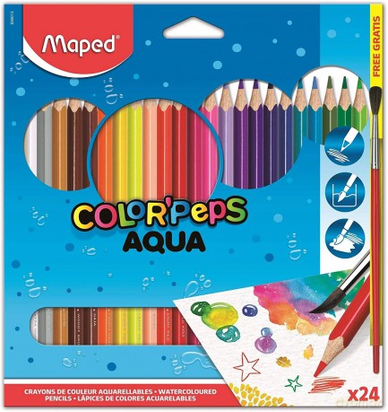 Kredki akwarelowe Maped Aqua trójkątne 24 kolory