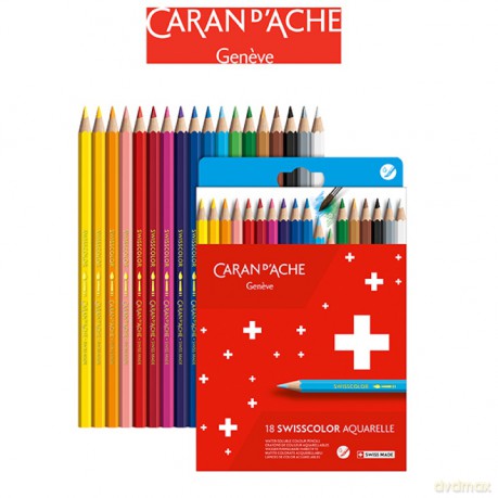 Kredki ołówkowe akwarelowe CARAN DACHE Swisscolor 18 kolorów